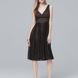 NWT White House Black Market Shadow Stripe Fit and Flare Dress Sz. 8 MSRP $180